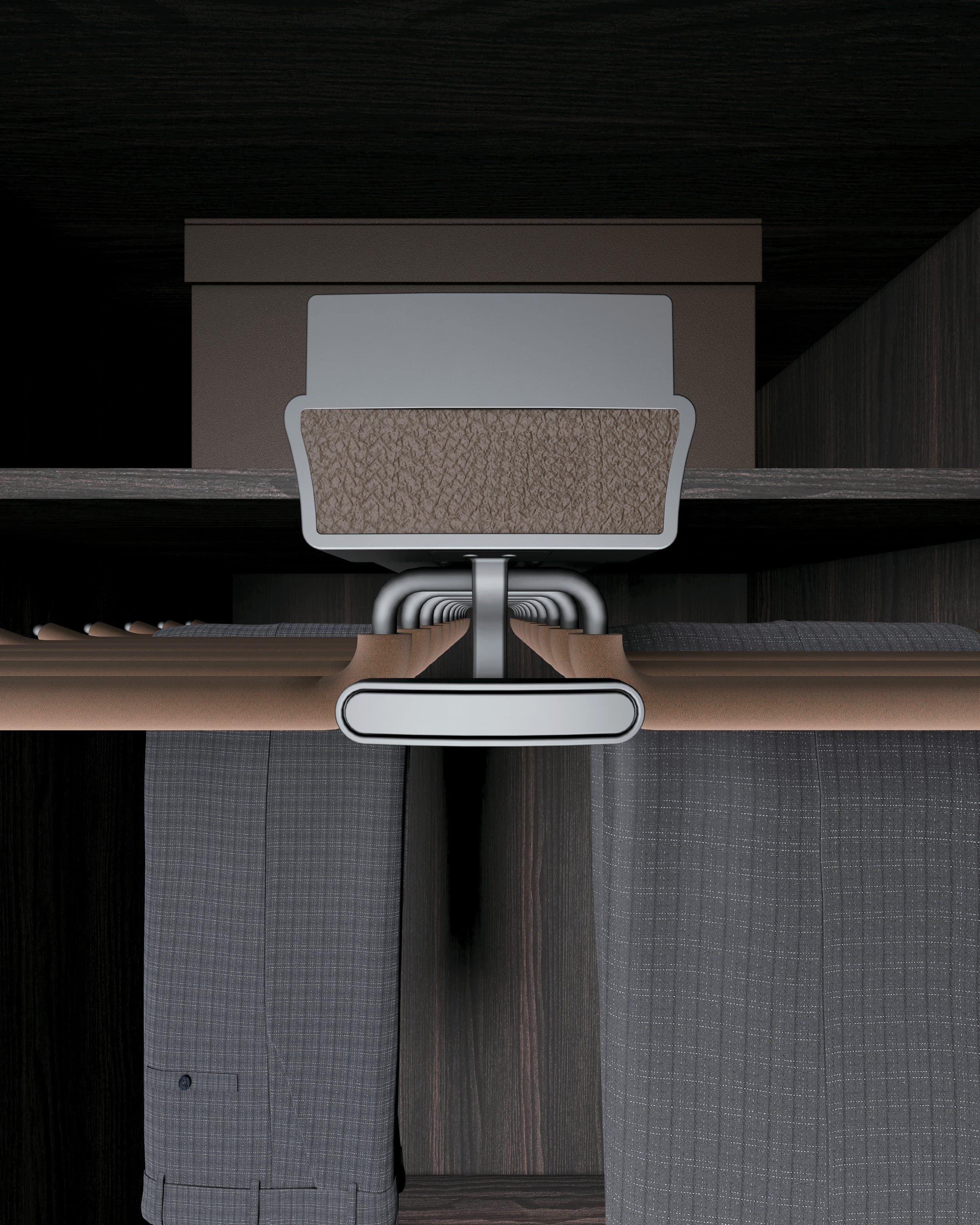 Bespoke Luniq wardrobe interior with pull-out trouser rack